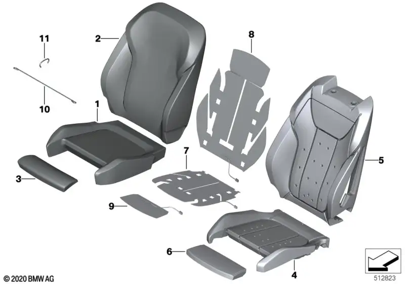 BMW Bezug Oberschenkelauflage Leder 52108746048 - Bildposition 03