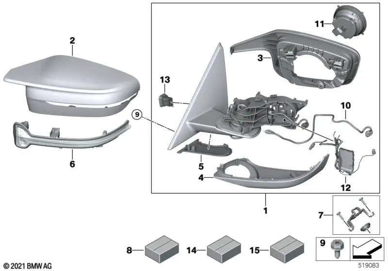 BMW Aussenspiegel beheizt Memory links 51165B4C375 - Bildposition