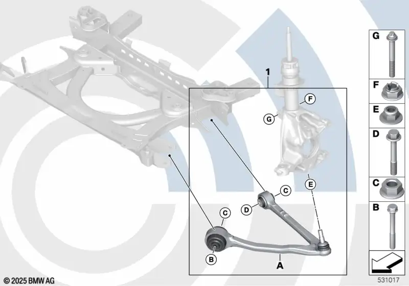 BMW Reparatursatz Querlenker rechts 31108860990 - Bildposition 01