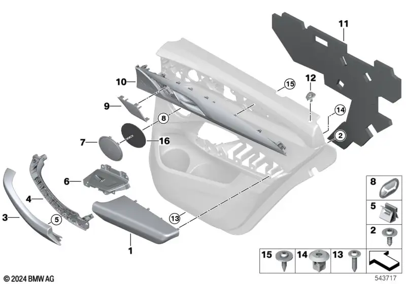 BMW Blende Tür Fineline hinten rechts 51427940388 - Bildposition