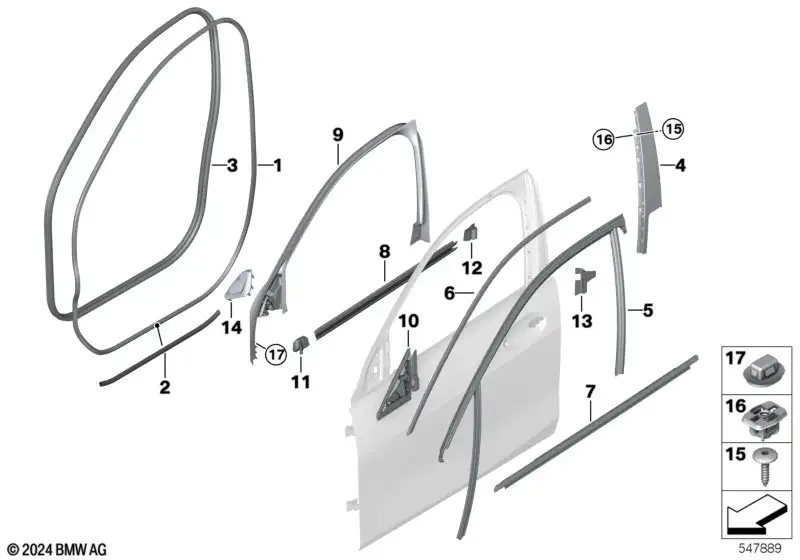 BMW Satz Schablone Tür vorn 01299880692 - Bildposition --