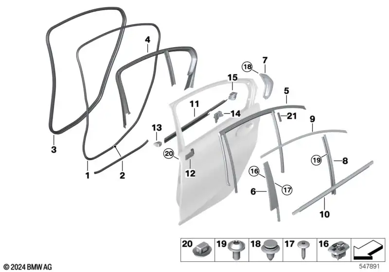 BMW Blende Fensterrahmen oben Tür hi. rechts 51357407410 - Bildpo