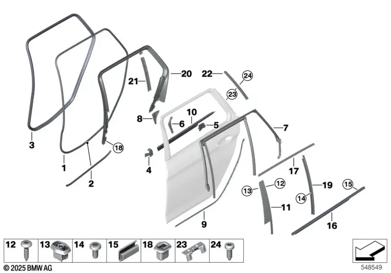 BMW Blende Fensterrahmen C-Säule links 51357337001 - Bildposition