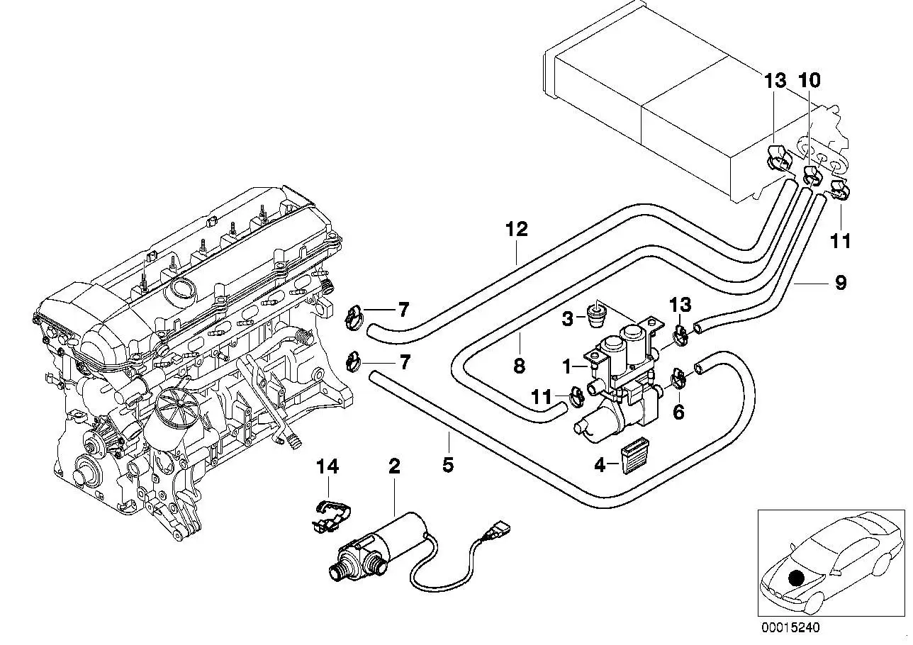 BMW Zusatzwasserpumpe für Wasserventil E38 E39 64118375237 - 5er