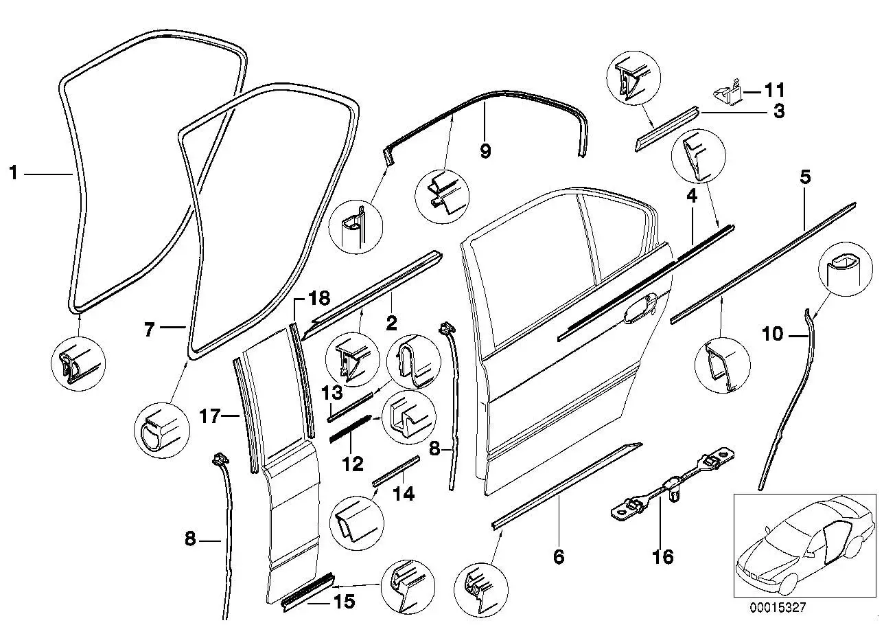 BMW Dichtung Tür hinten E38 51229068997 - 7er E38