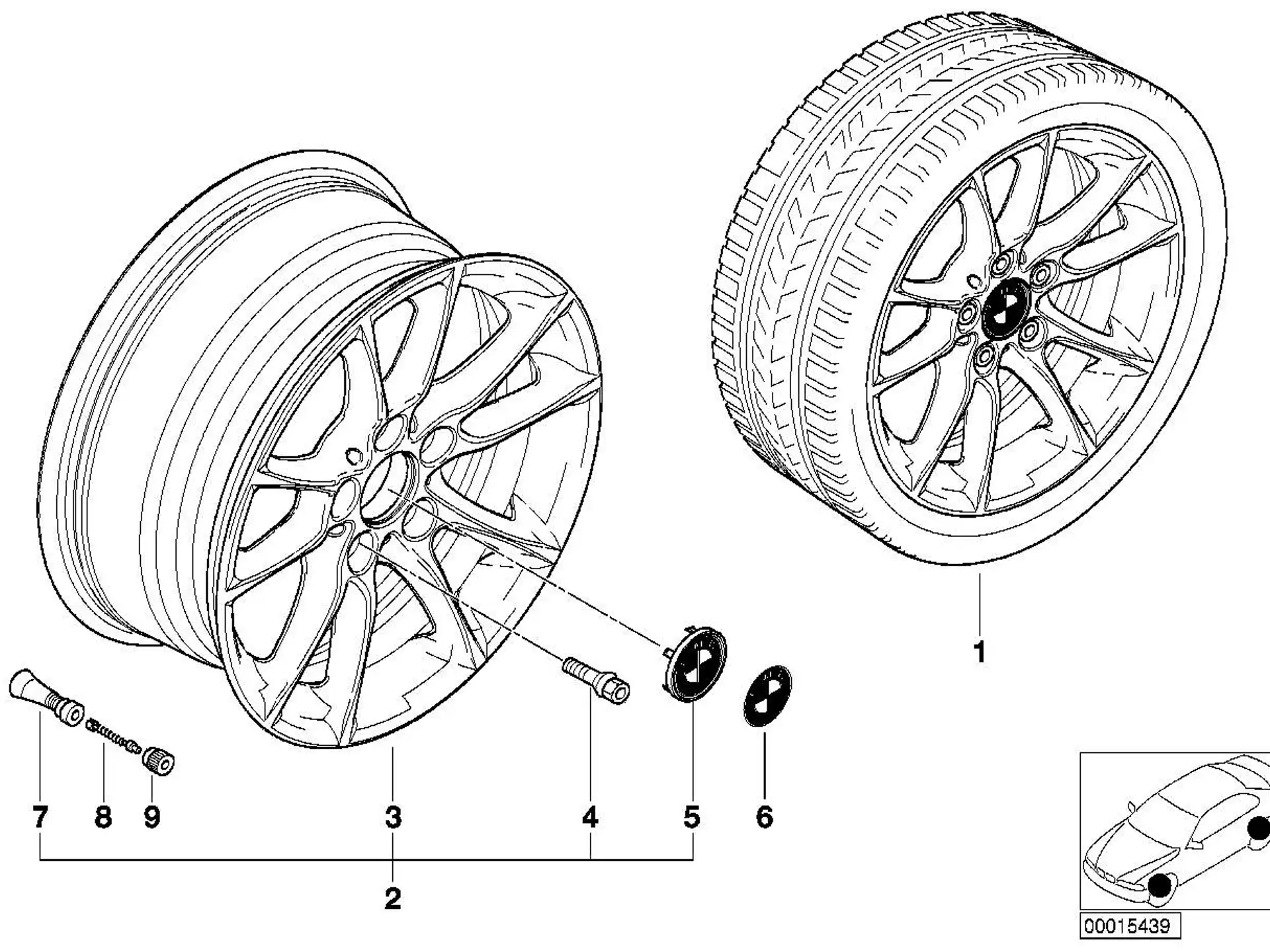 BMW Alufelge Radialspeiche 50 7Jx16 ET20 5er E39