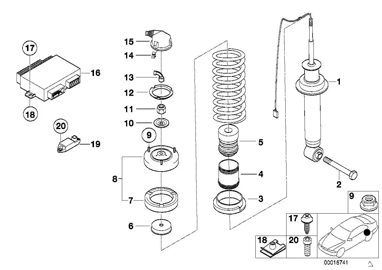 BMW Federbein hinten E38 33521091573 - Bildposition 01