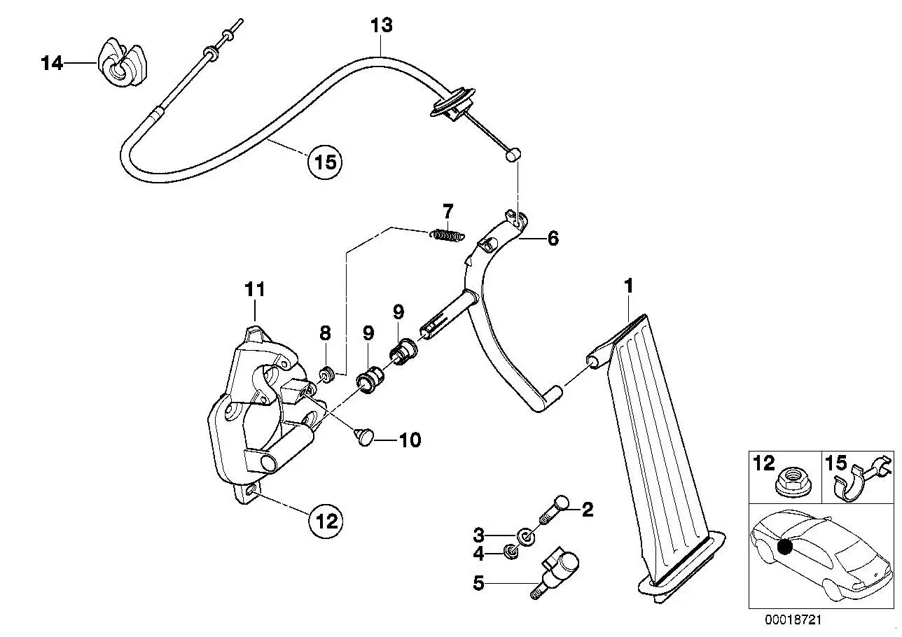 BMW Gaskabelzug E46 35411166203
