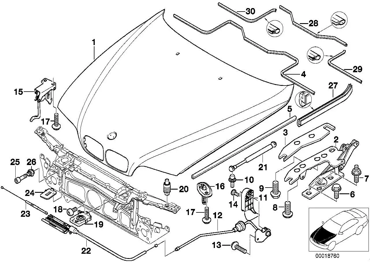 BMW Frontklappe E39 41618238592 - 5er E39