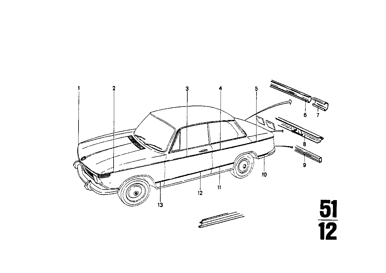 BMW Stossleiste Seitenwand hinten links 51131814689 - Bildpositio