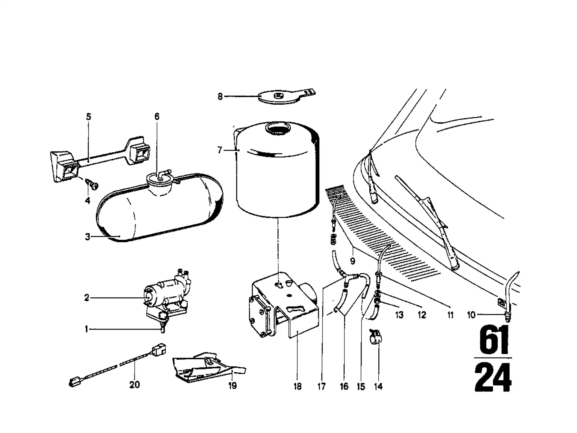 BMW Deckel für Scheibenwaschbehälter E12 E21 E23 E24 E28 E30 E32 E34 61661364807