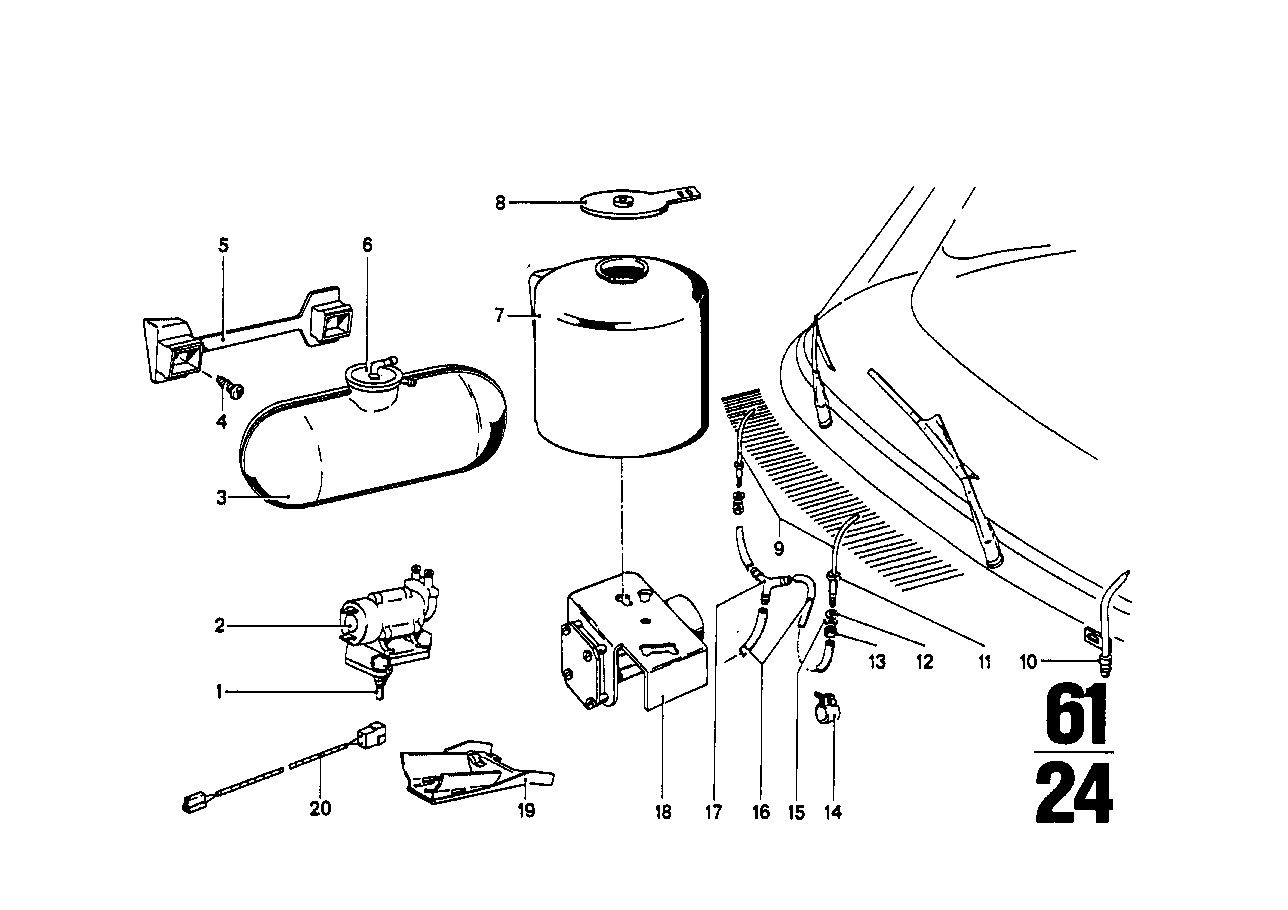 BMW Deckel für Scheibenwaschbehälter E12 E21 E23 E24 E28 E30 E32