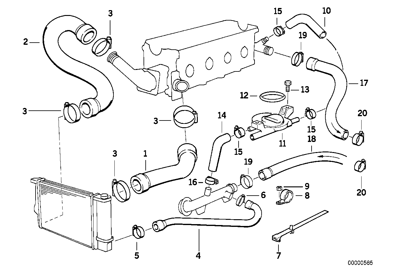 BMW Wasserschlauch E34 11531717707 - Bildposition 02