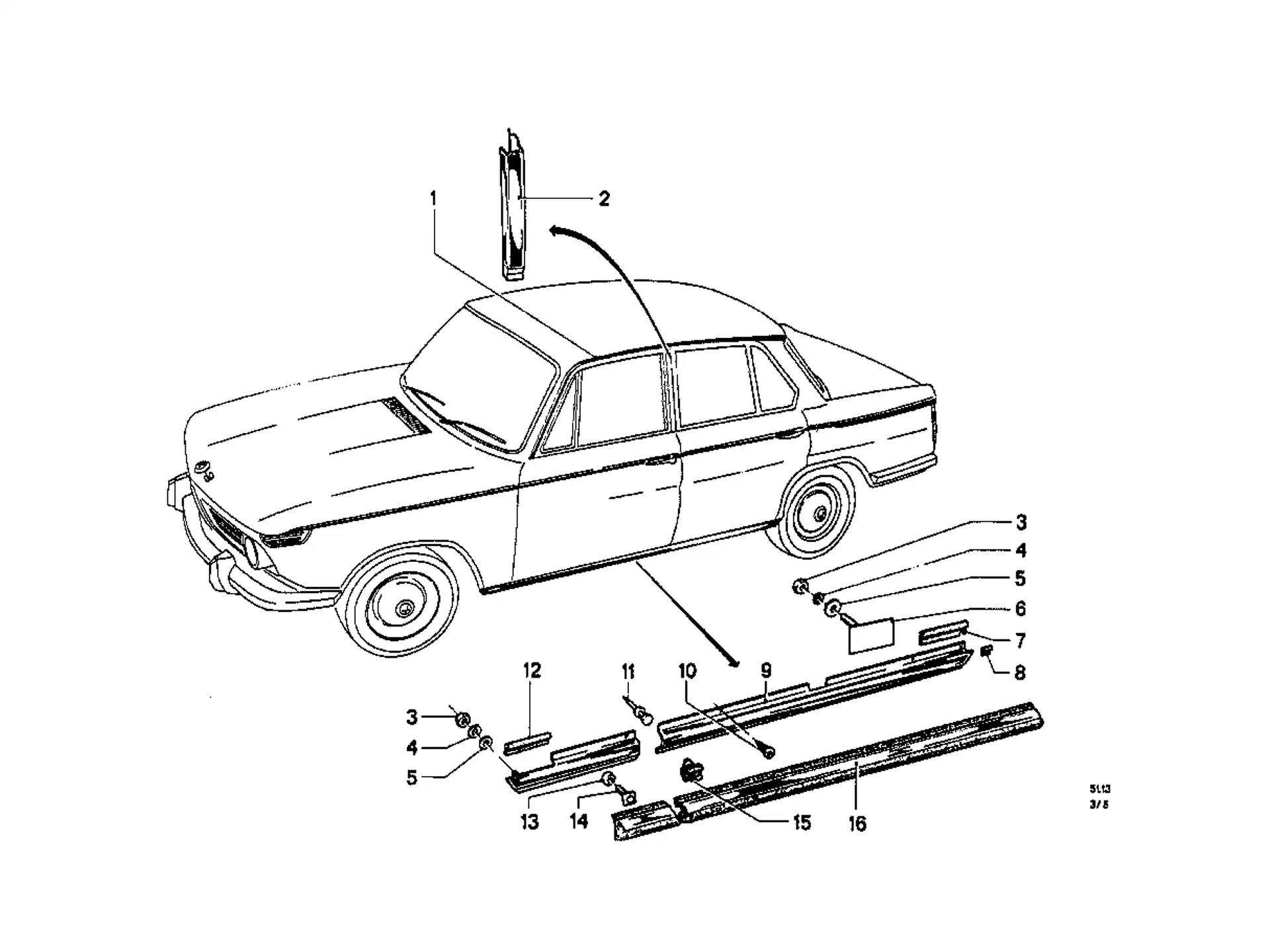 BMW Leistenklammer E12 E23 E24 51131808841