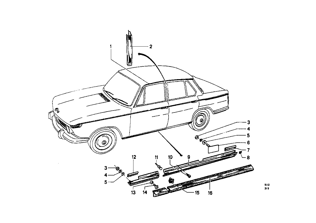 BMW Leistenklammer E12 E23 E24 51131808841 - 5er E12, 6er E24, 7e