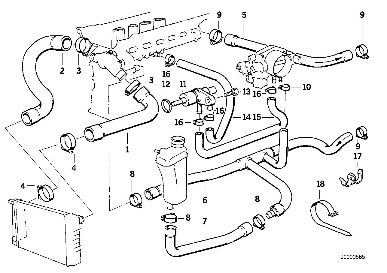 BMW Wasserschlauch E36 11531726344 - Z3 E36 Coupe - Roadster / Bi