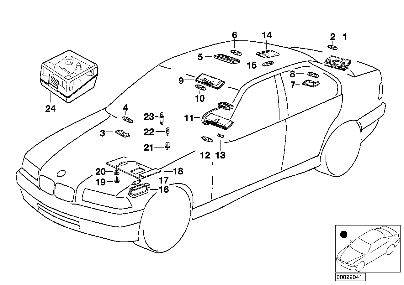 BMW innen/Leseleuchte E36 63311387385
