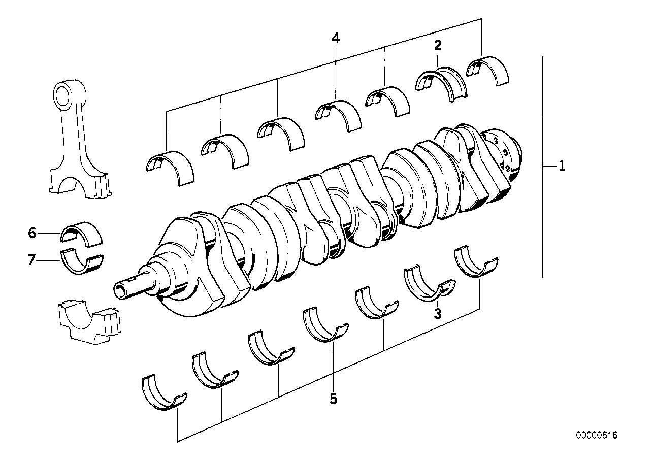 BMW Führungslagerschale Grün E36 E28 E30 E34 E38 E39 E46 E85 E86