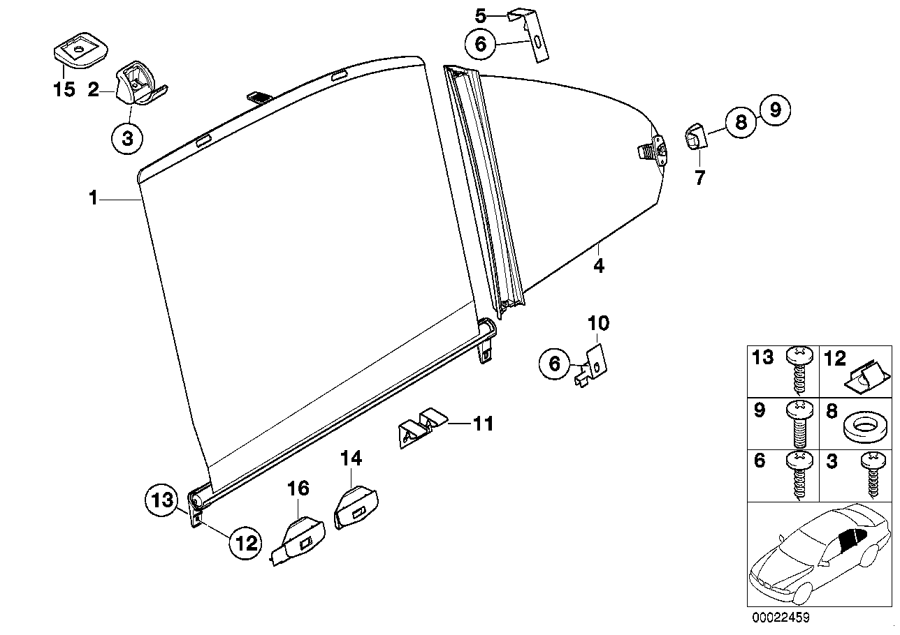 BMW Sonnenschutzrollo Tür hinten rechts E39 51168176166 - 5er E39