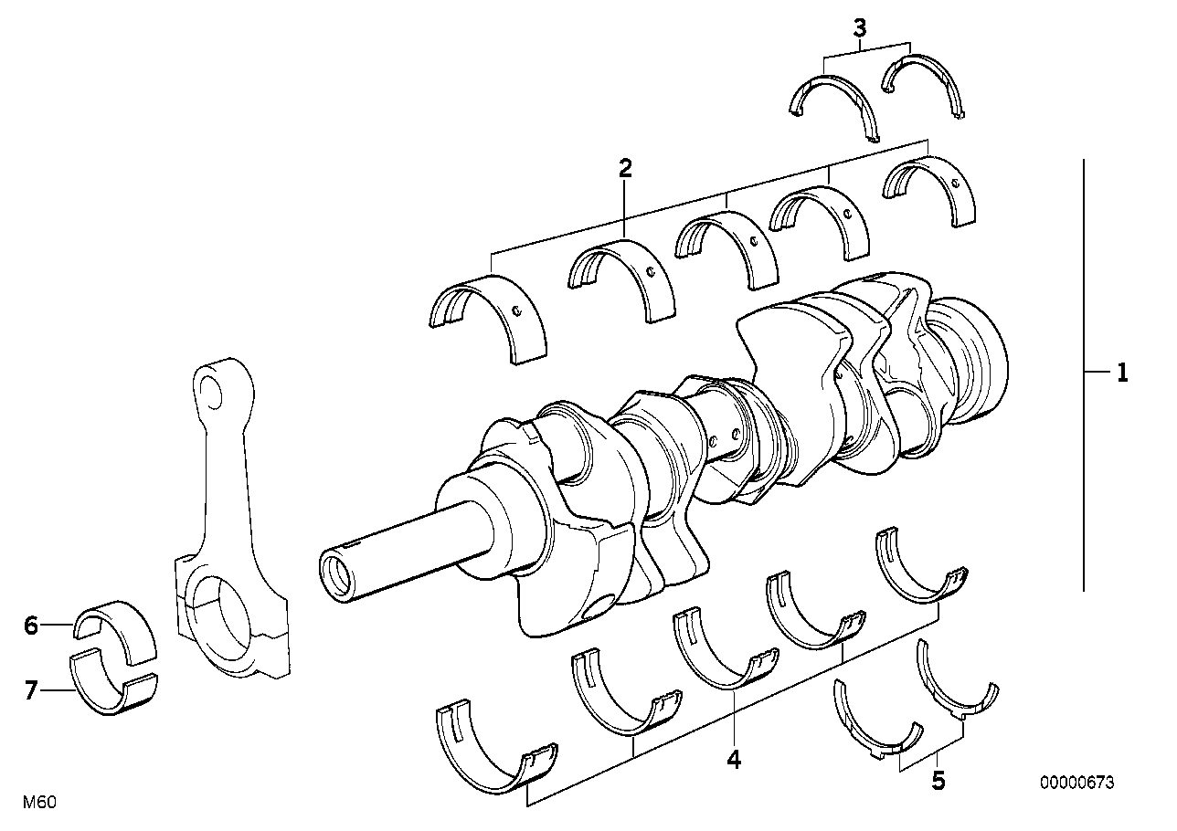 BMW Lagerschale gelb E31 E32 E34 E38 E39 E52 E53 11211725908 - 5e