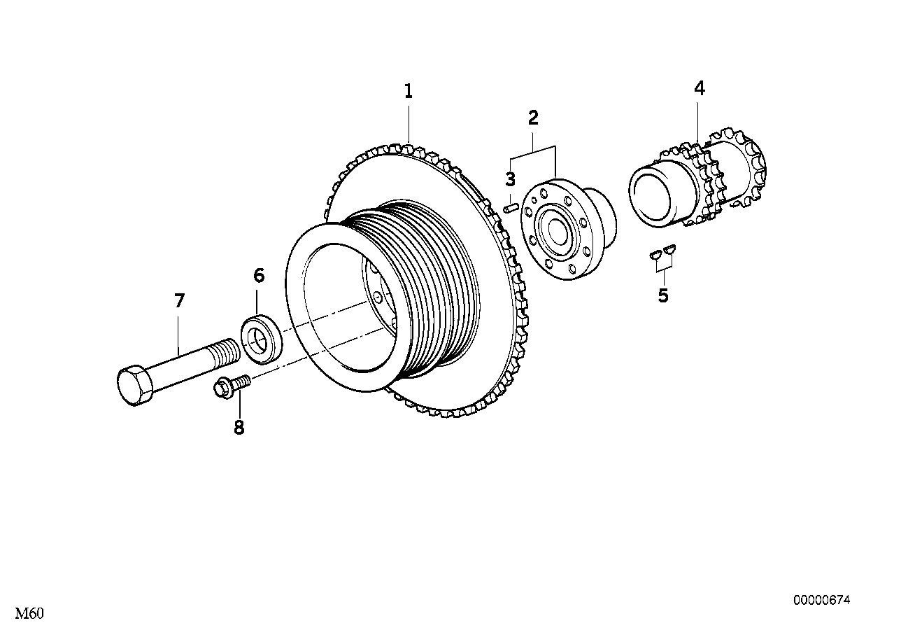 BMW Schwingungsdämpfer E31 E32 E34 E38 11231704342 - Bildposition