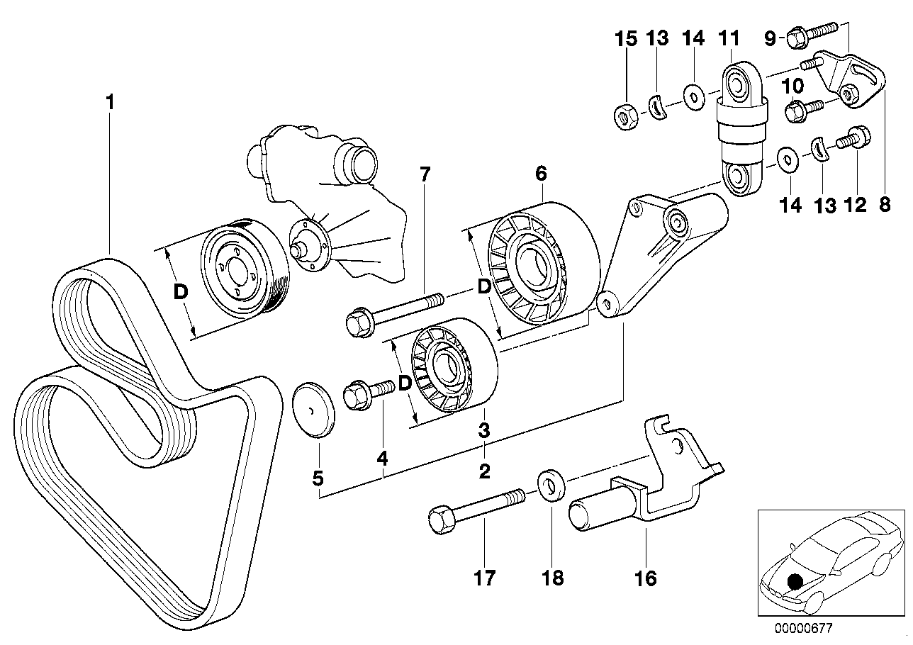 BMW Riemenspanner E31 E32 E34 E38 E39 11281736857