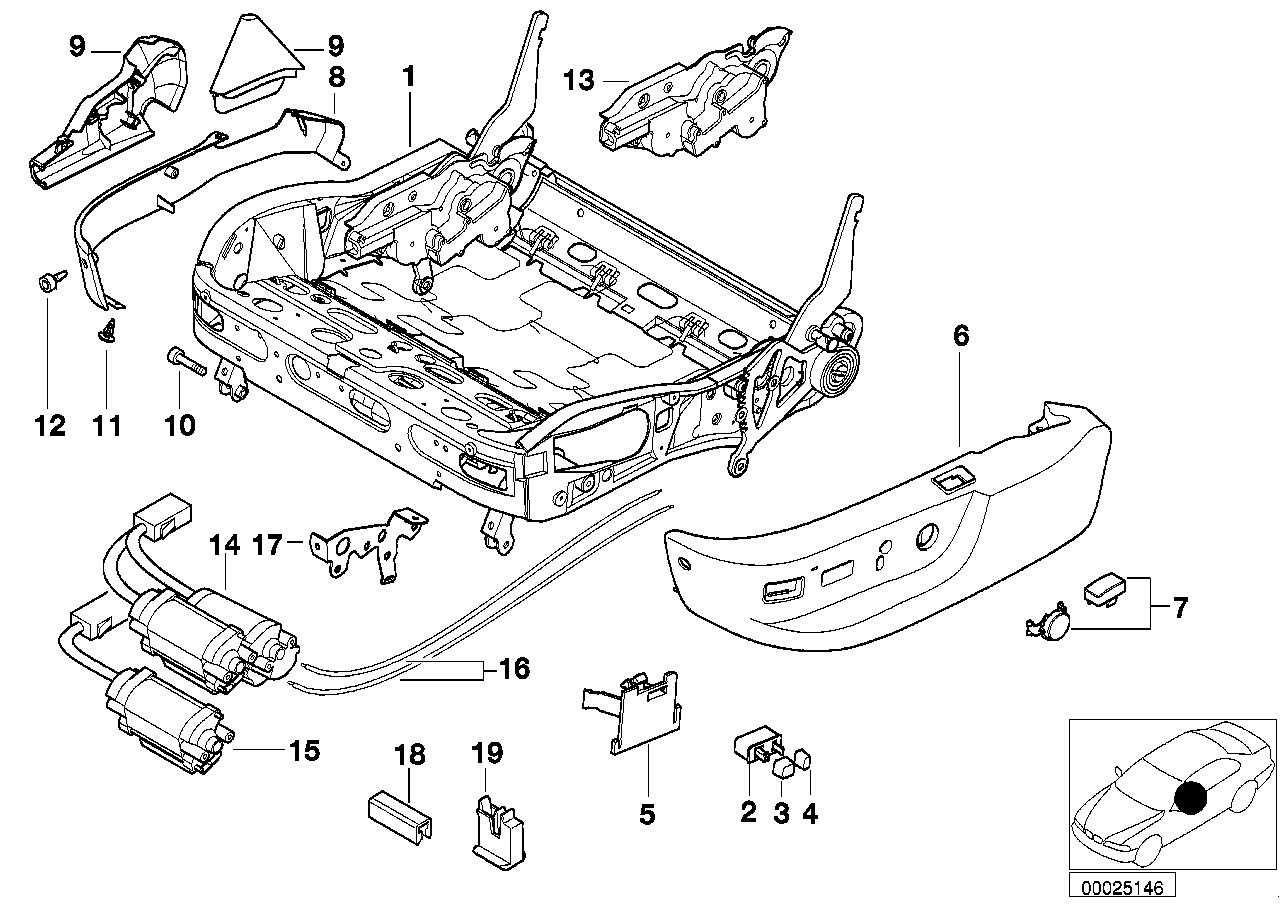 BMW Sitzrahmen E38 E39 52108162327