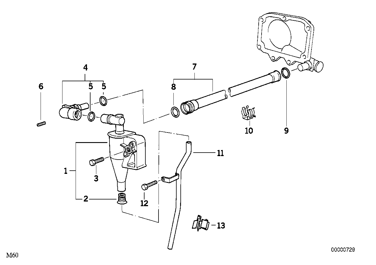 BMW Anschlussstück E31 E32 E34 E38 E39 11151747976