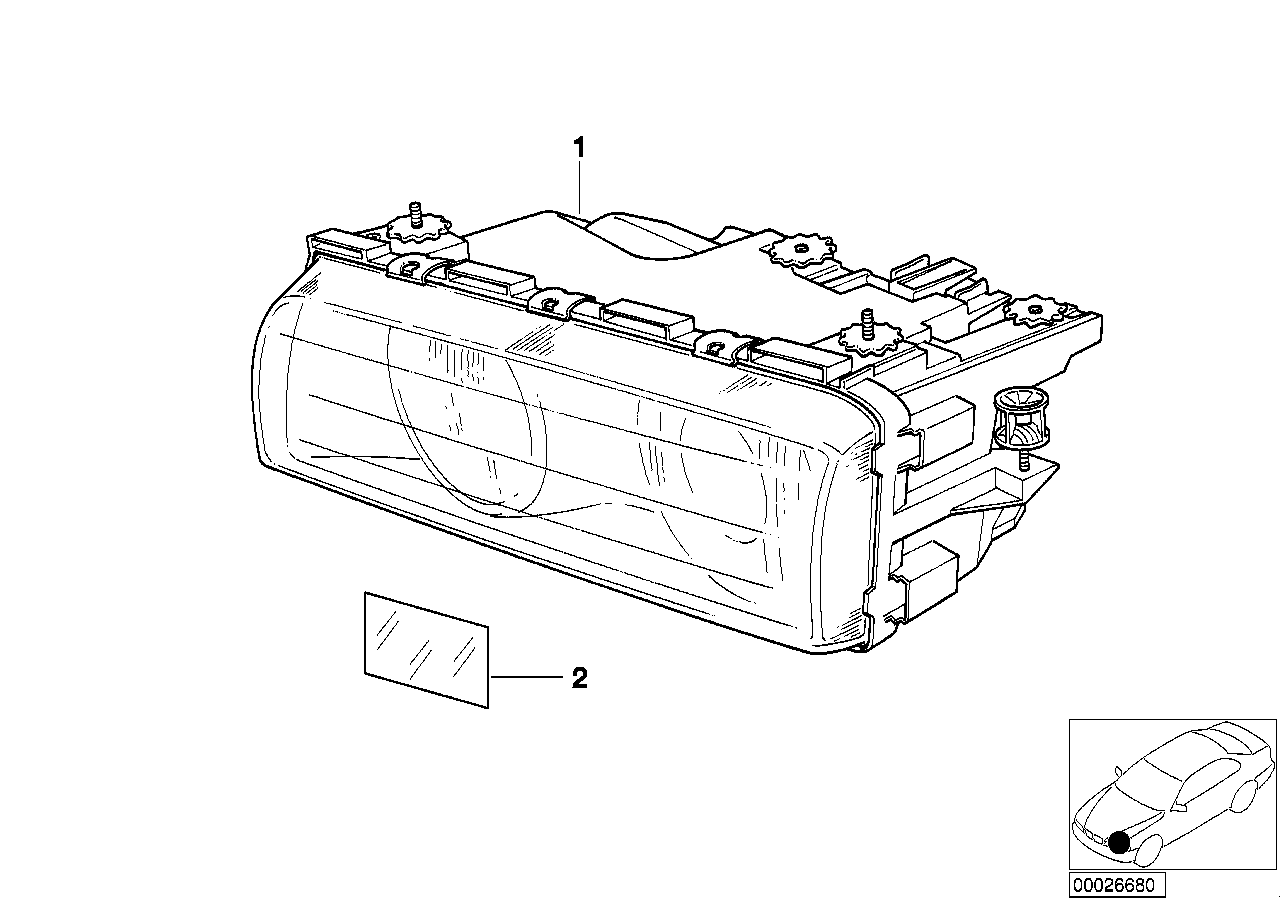 BMW Scheinwerfer links E38 63128352021 - Bildposition 01