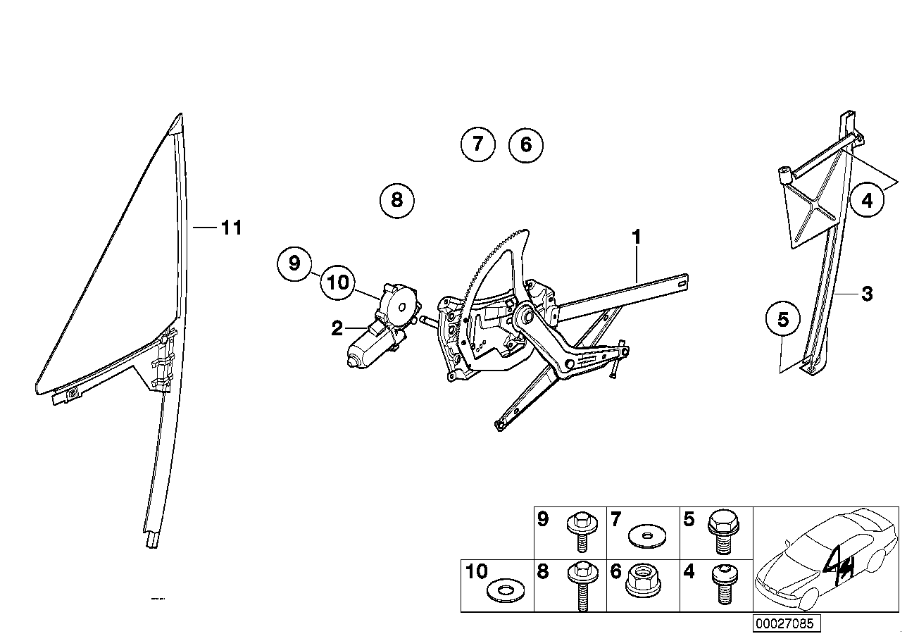 BMW Elektr.Fensterheber vorne rechts 51338410554 - Array