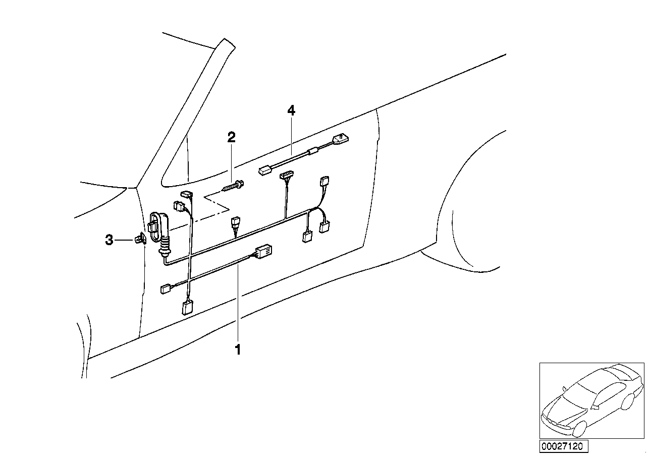 BMW Kabelsatz Fahrerseite E36 61128366354 - Bildposition 01