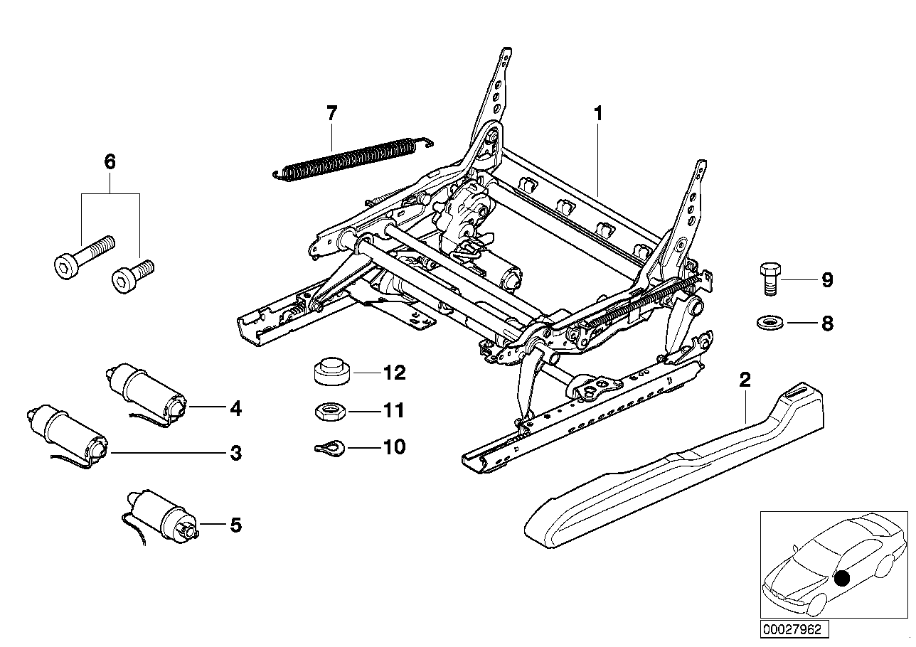 BMW Stellantrieb Längsverstellung E46 E53 E63 E83 E85 E86 5210711