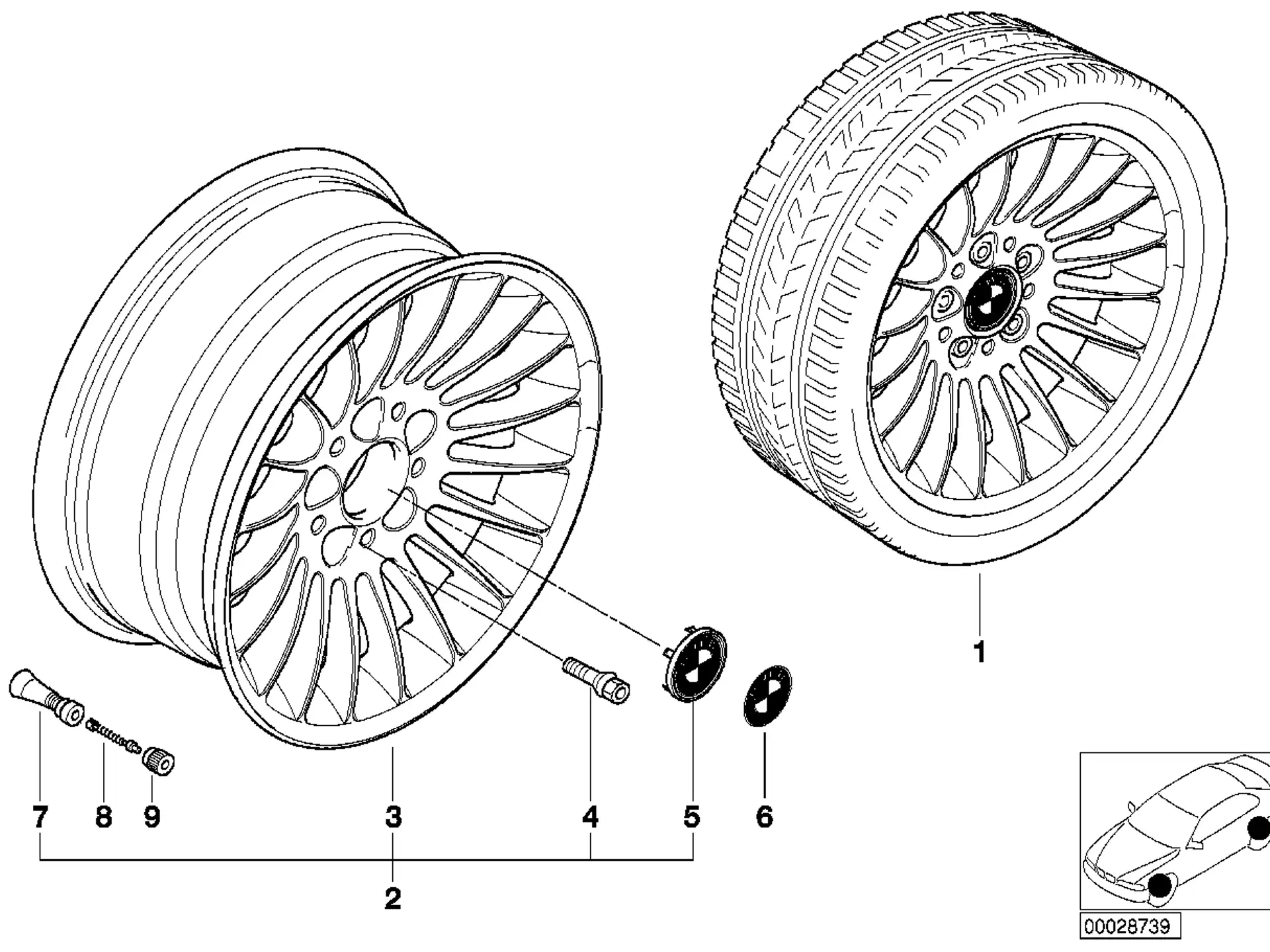 BMW Alufelge Radialspeiche 61 7,5Jx16 ET20 7er E38