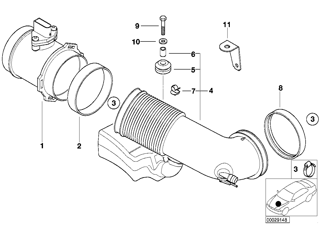 BMW Heissfilmluftmassenmesser E38 E39 E53 13621433567