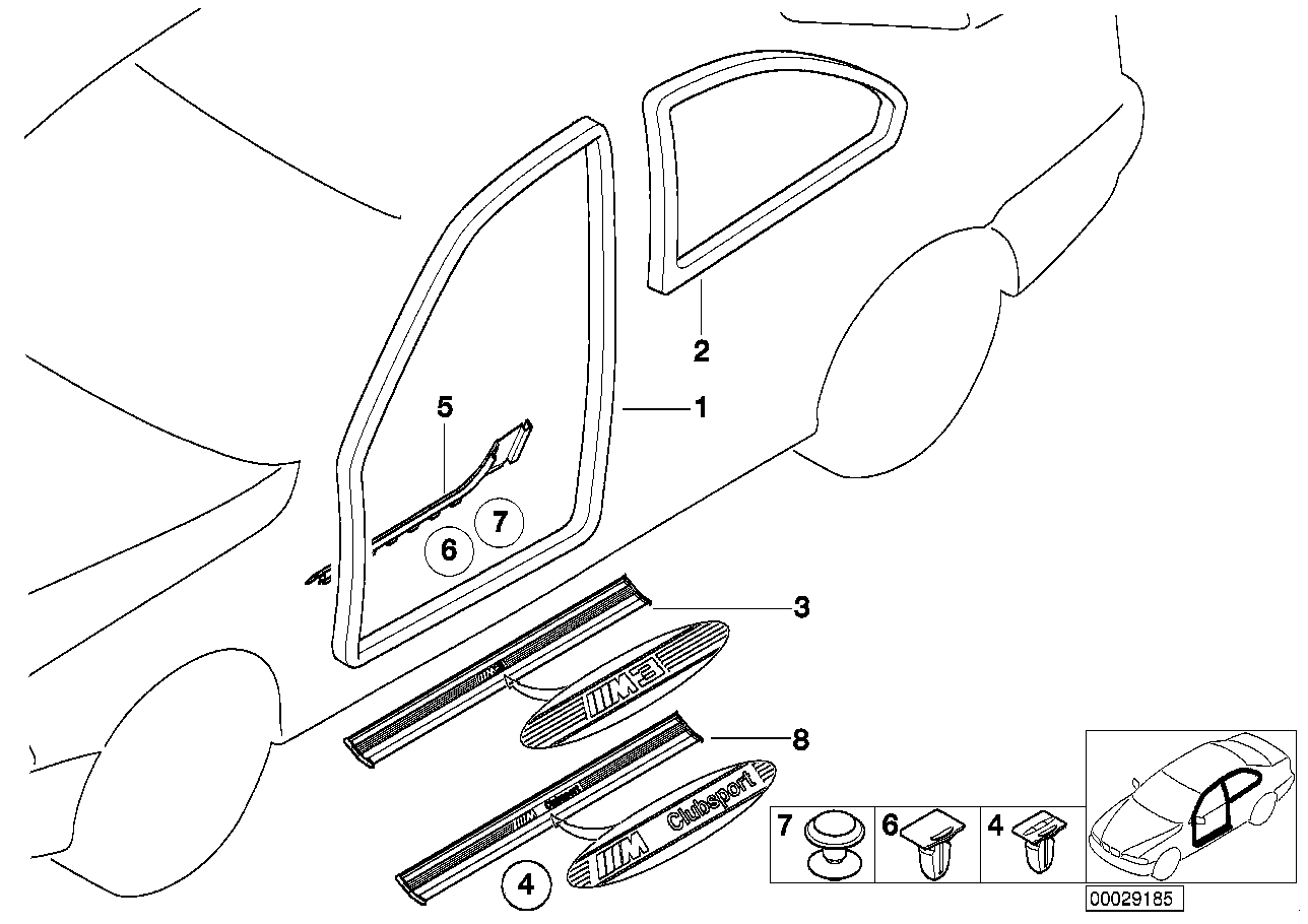 BMW Einstiegsleistenblende rechts E36 51478187170 - Bildposition