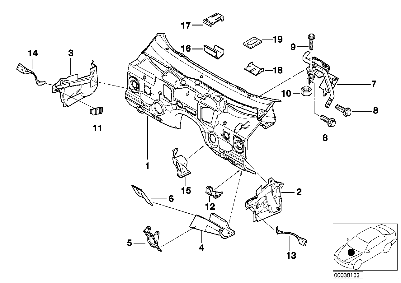 BMW Trennwand links E38 41148170387