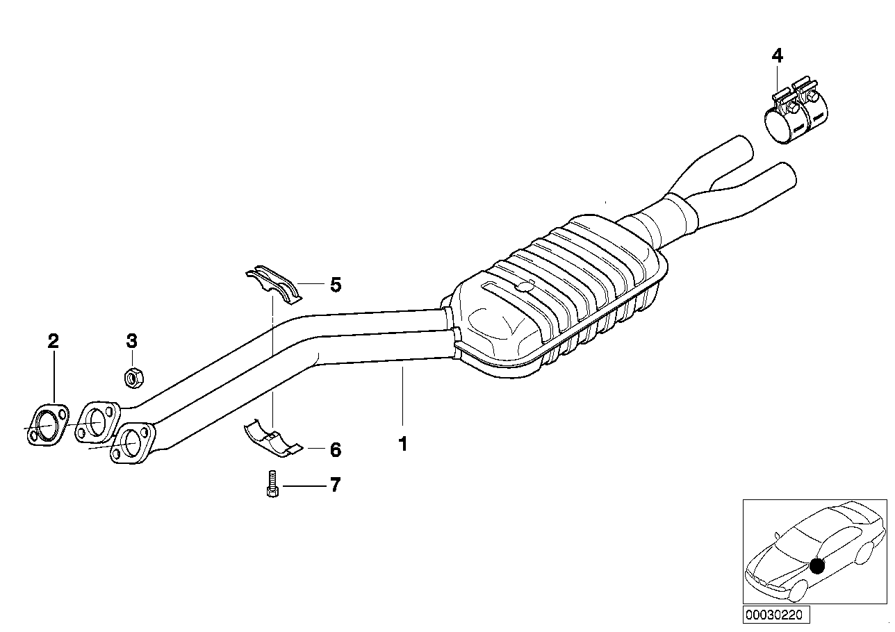 BMW Abgasrohr Vorschalldämpfer E38 18101437400