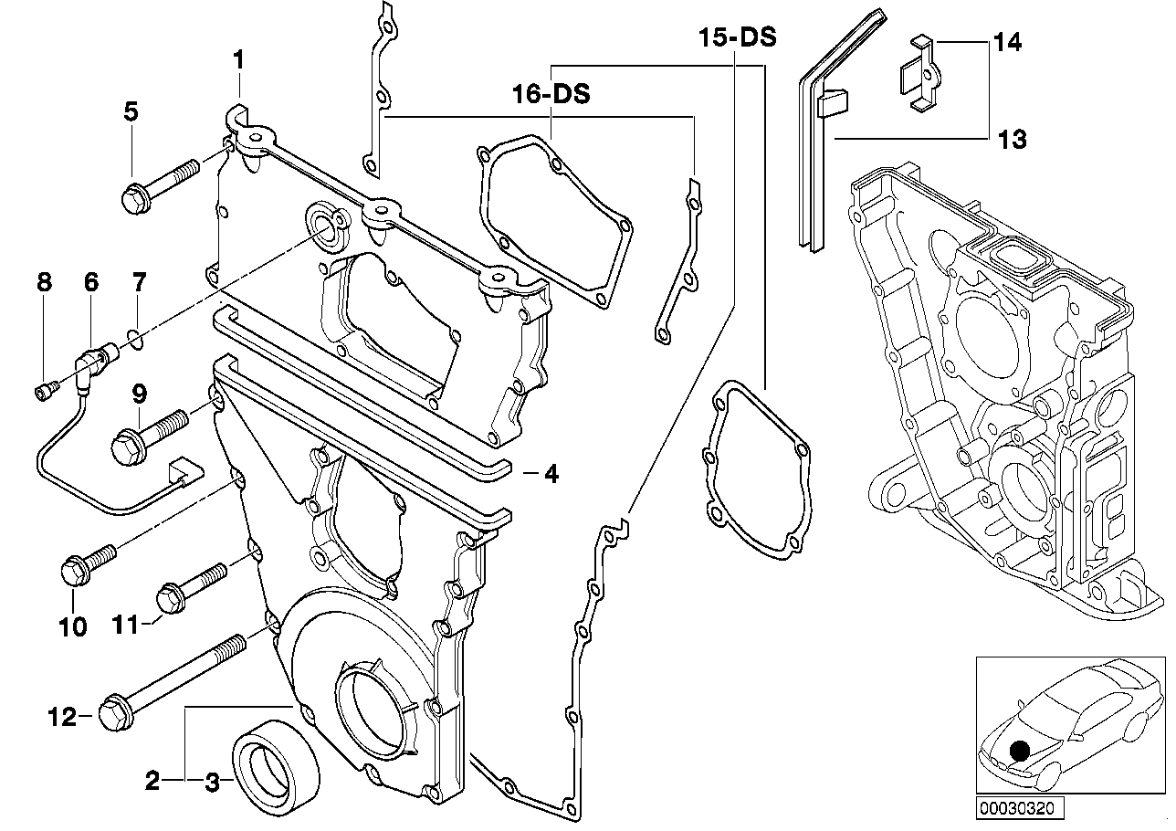 BMW Dichtungssatz Kettenkasten asbestfrei E36 11141743065 - Z3 E3