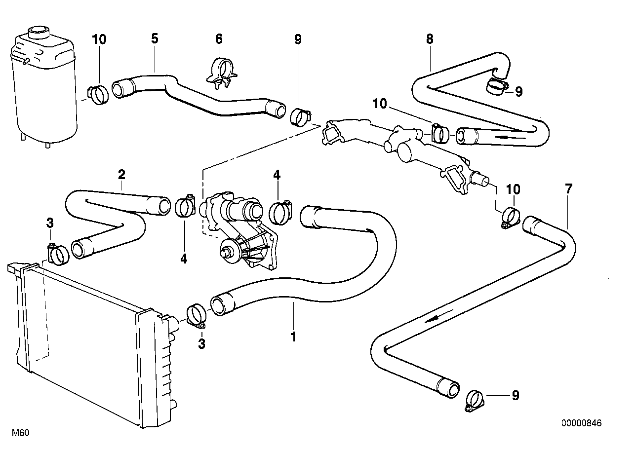 BMW Schlauch Heizkörper-Motorrücklauf E38 64218390319 - 7er E38