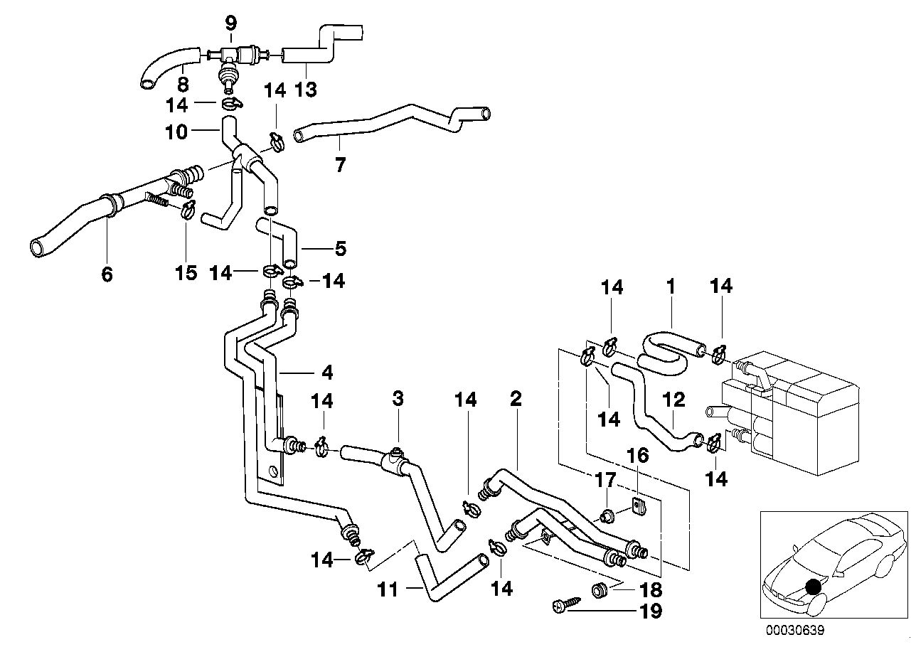 BMW Schlauch Motorvorlauf-Wasserventil E39 64218383222