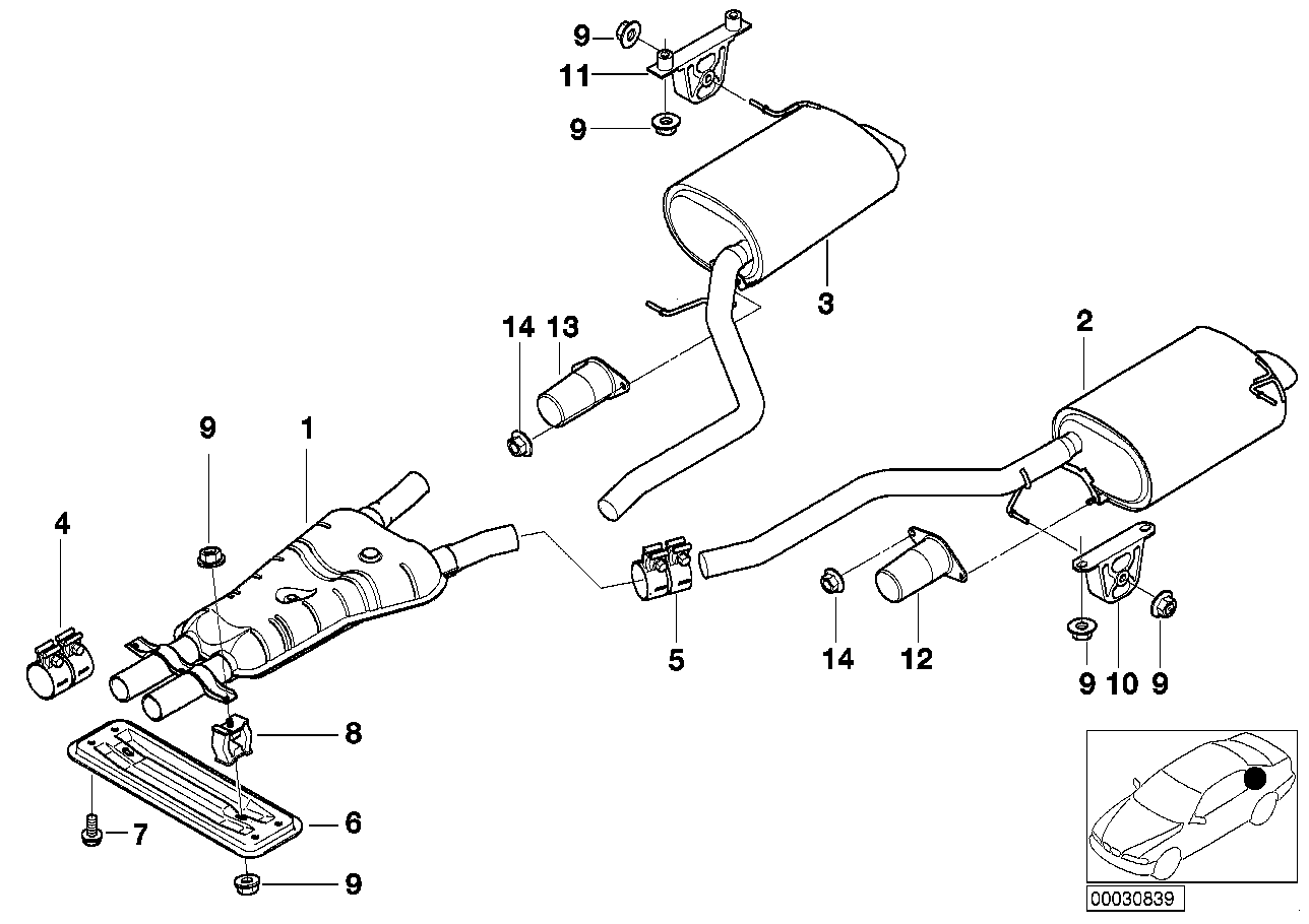 BMW Mittelschalldämpfer E38 18101438567