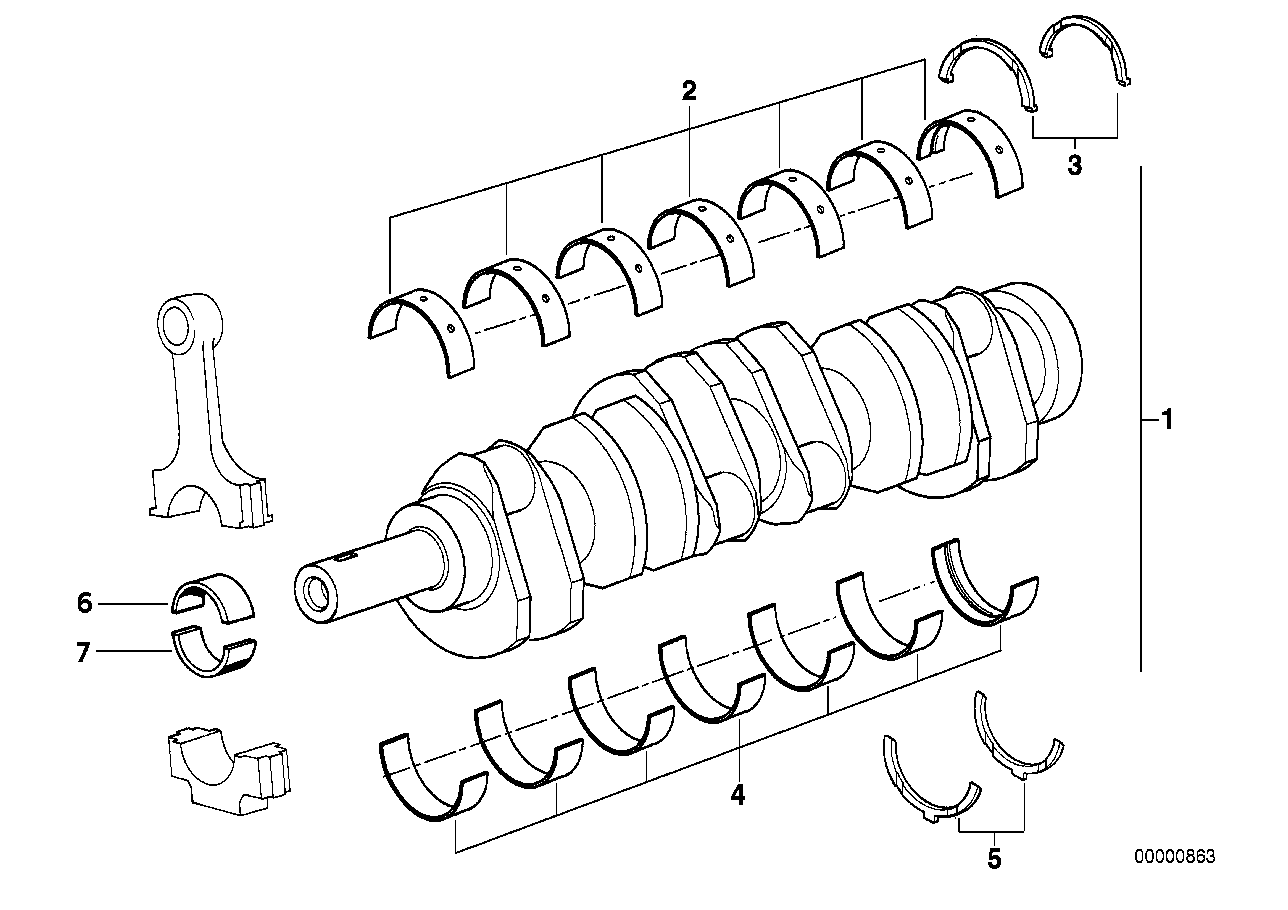 BMW Lagerschale gelb E31 E38 11211725449 - Bildposition 02