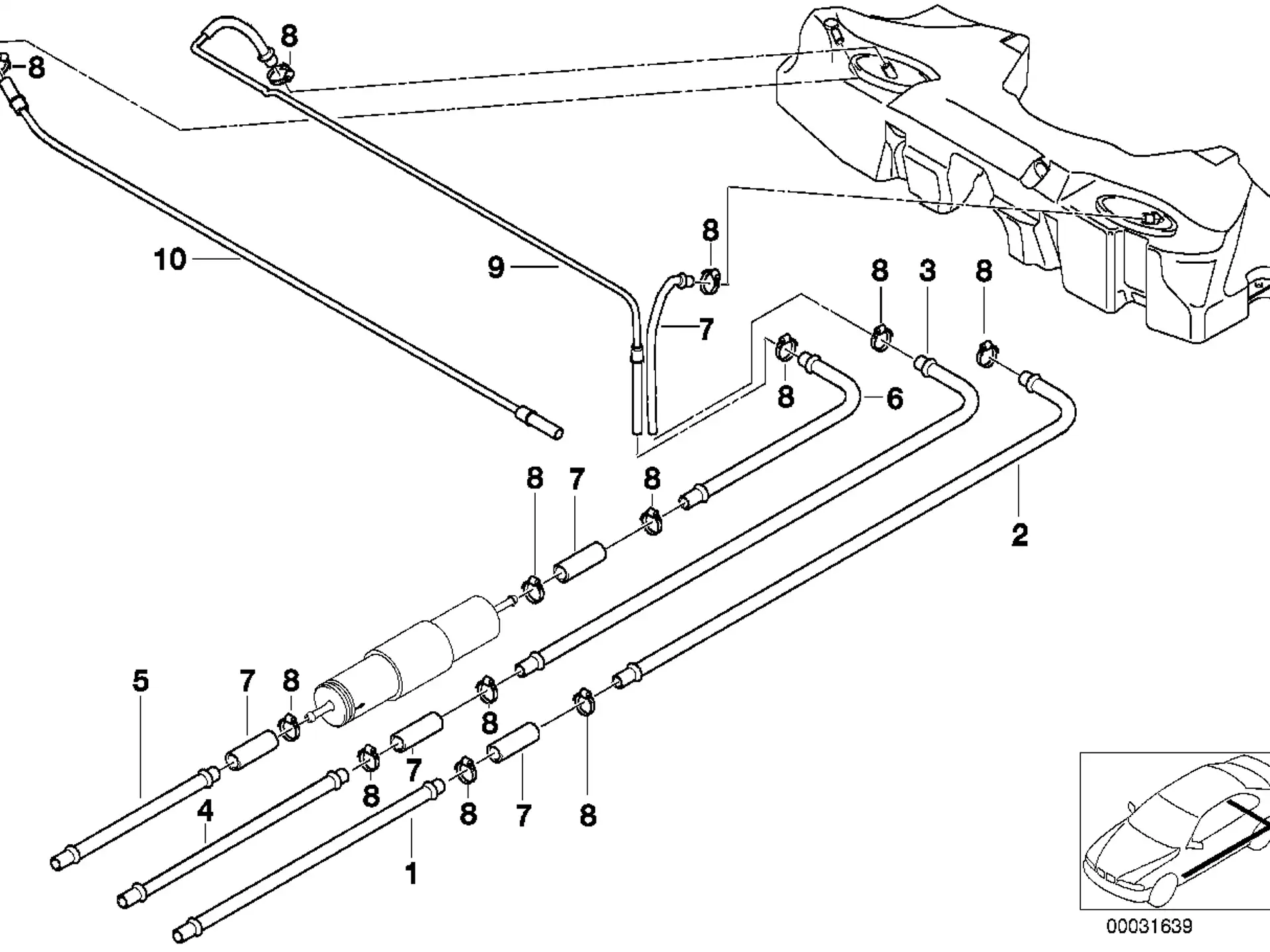 BMW Entlüftungsleitung AKF hinten E39 16131183153
