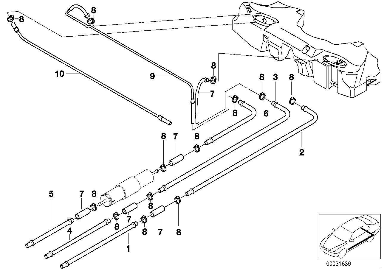 BMW Kraftstoff-Vorlaufleitung vorn E39 16121183612