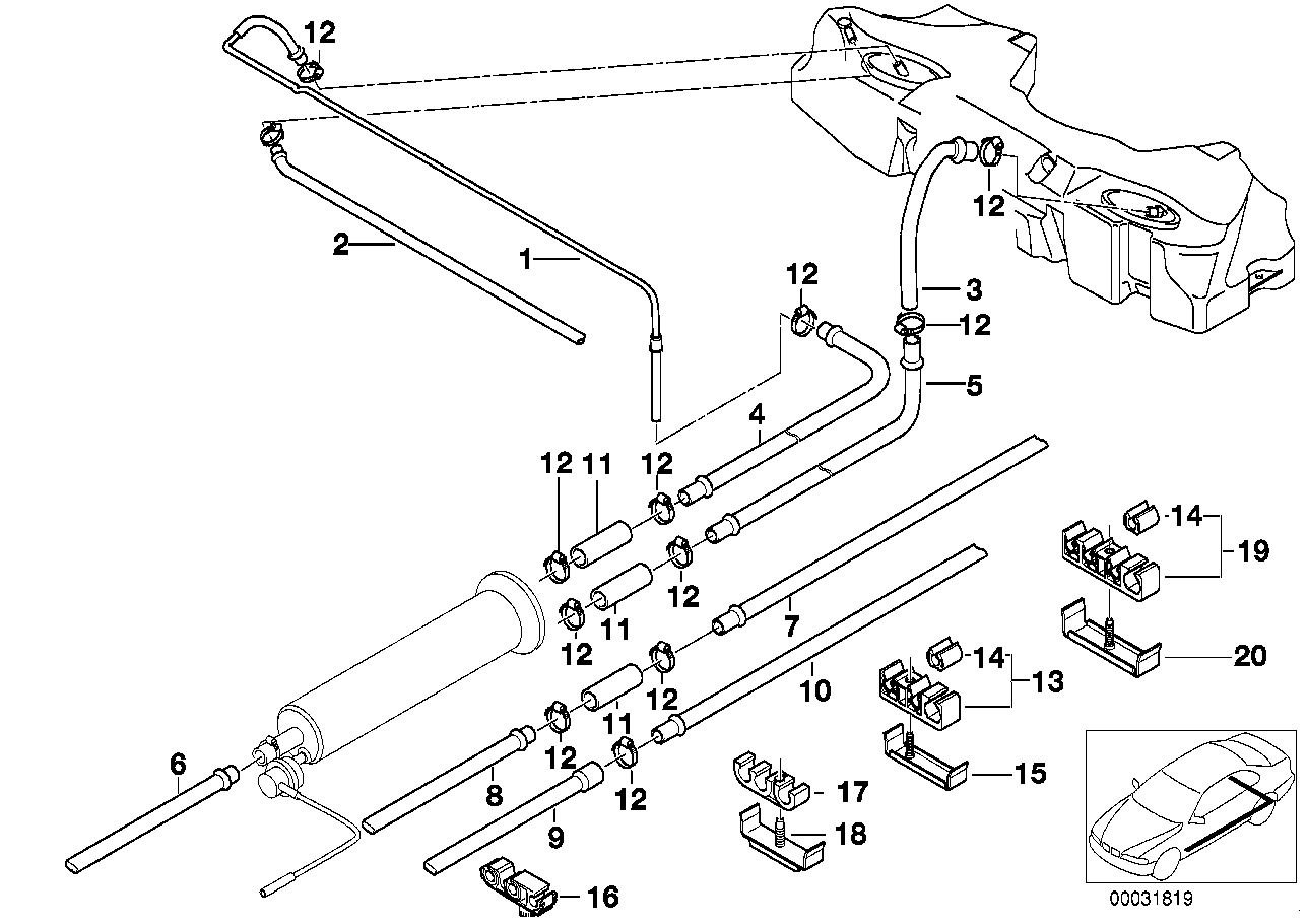 BMW Kraftstoff-Vorlaufleitung hinten E39 16121184162