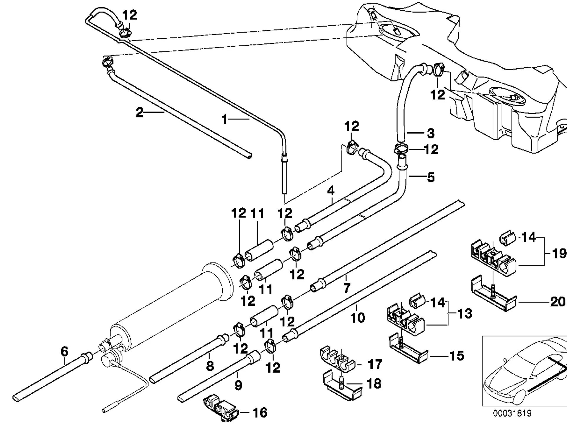 BMW Kraftstoff-Vorlaufleitung hinten E39 16121184162