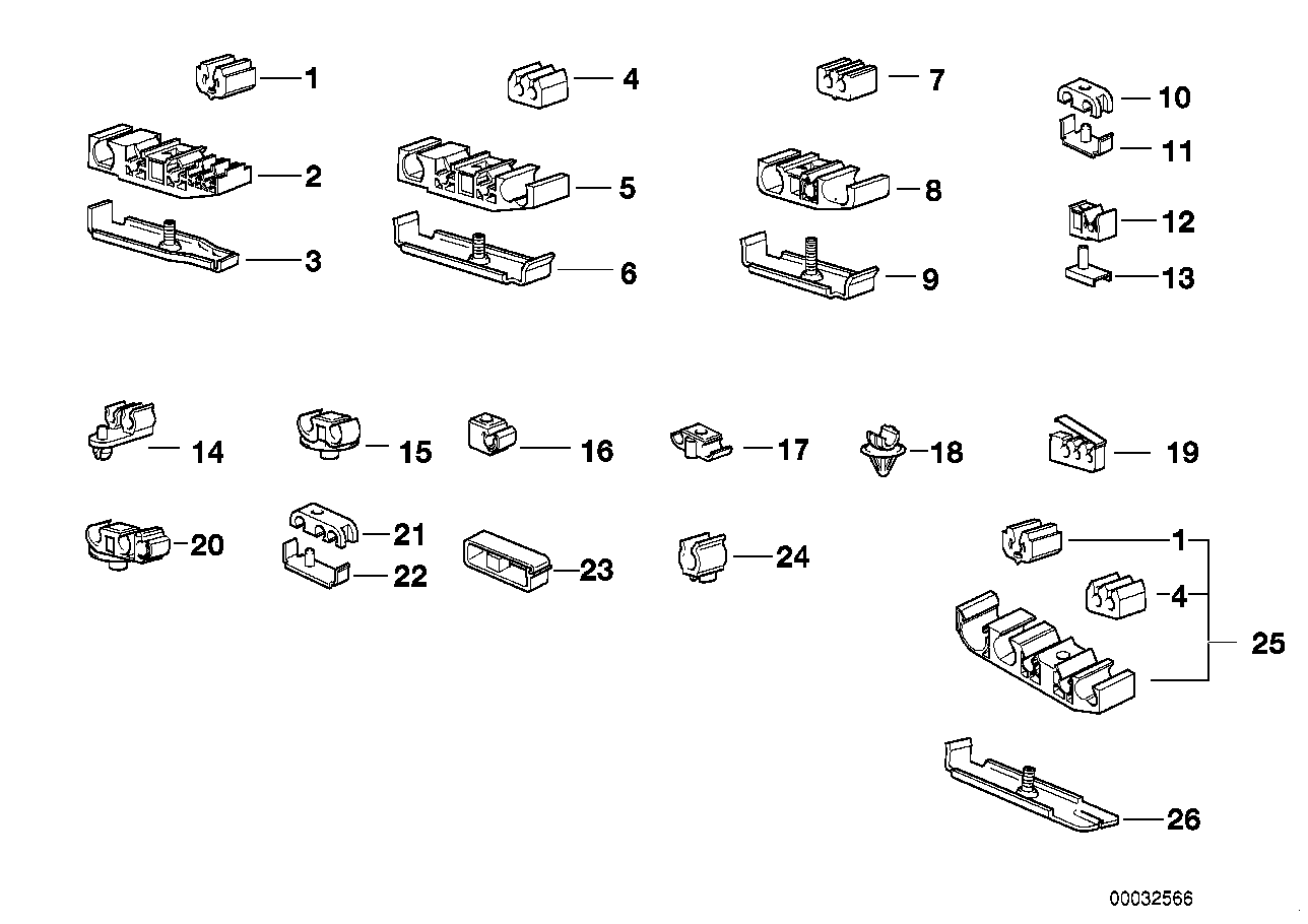BMW Rohrleitungsclip E30 E34 E36 E39 E46 E53 E60 E61 E63 E64 E70