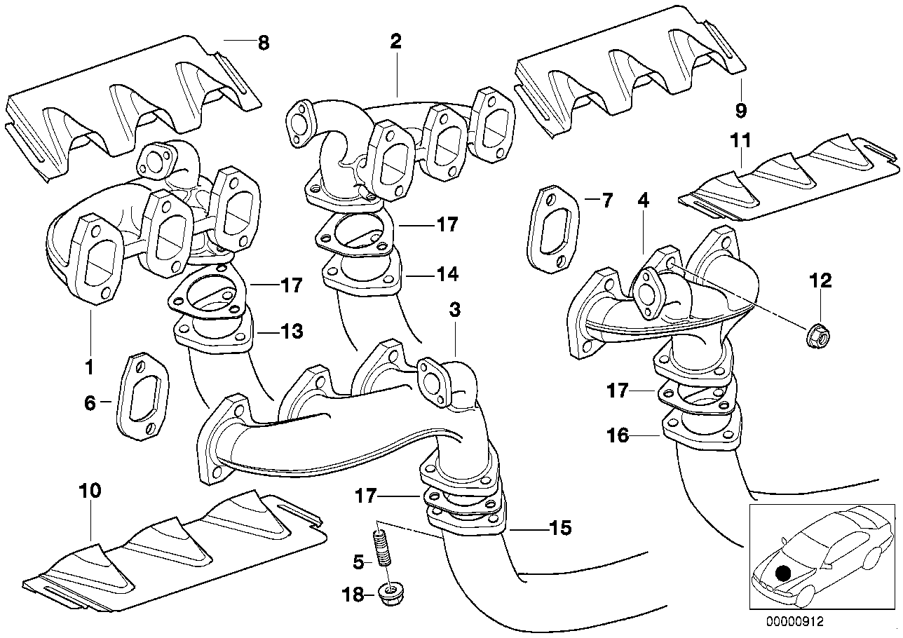 BMW Abgasrohr E38 11621439908