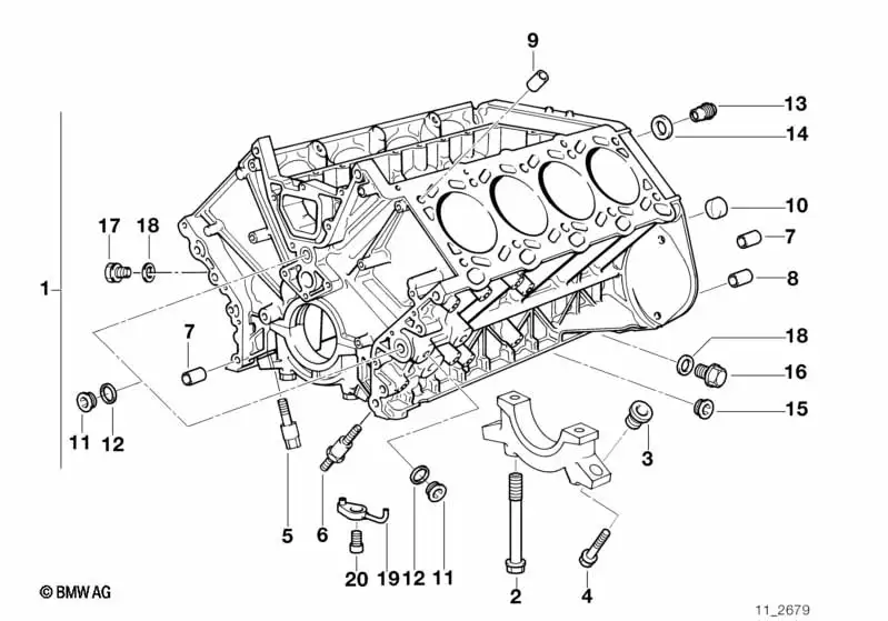 BMW Zylinder-Kurbelgehäuse mit Kolben 11111439769 - Bildposition