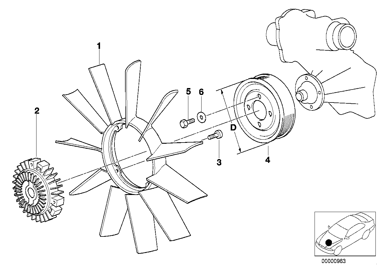 BMW Lüfterkupplung E31 E32 E34 E38 E39 11527502804 - Bildposition